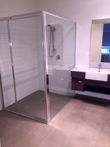 clean marble floored bathroom